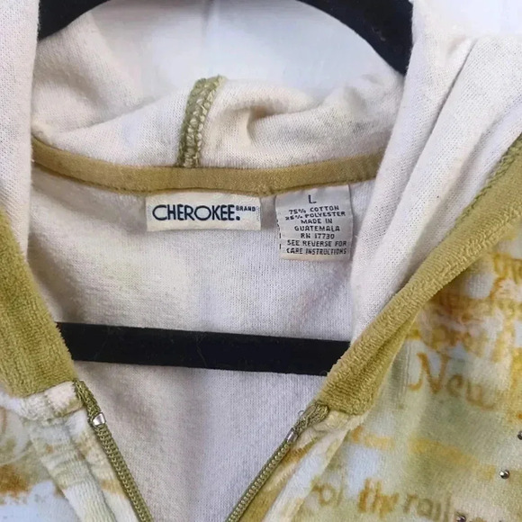 Cherokee Brand Velvet Green Hoodie - Picture 3 of 9